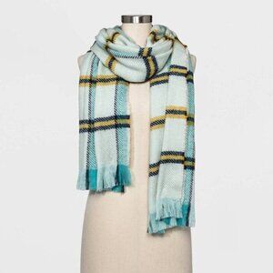 A New Day Women's Mint Plaid Scarf Wrap Fall and Winter Casual Stylish Wrap